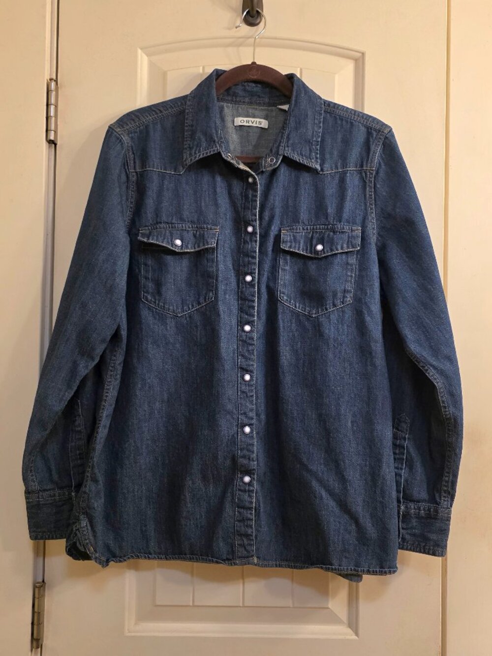 Orvis Denim Pearl Snap Shirt Large